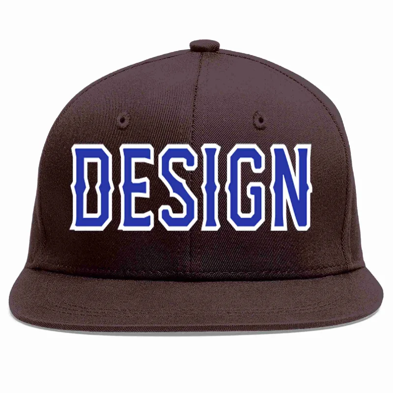 City Style Baseball Cap-Custom Brown Royal-White Flat Eaves Sport Baseball Cap Design for Men/Women/Youth