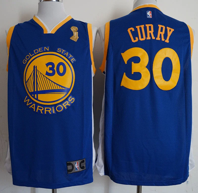 Basketball Jersey For Women-Warriors 30 Stephen Curry Blue 2018 Champions Swingman Basketball Jersey