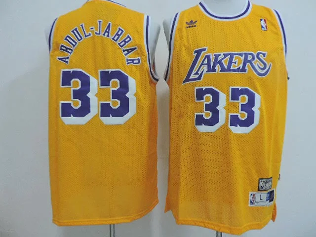 Basketball Jersey For Professional Leagues-Lakers 33 Abdul Jabbar Gold Hardwood Classics Basketball Jerseys