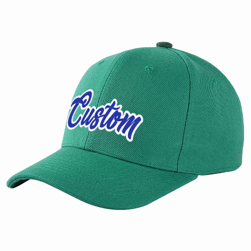 Pop Music Baseball Cap-Custom Light Green Royal-White Curved Eaves Sport Baseball Cap Design for Men/Women/Youth