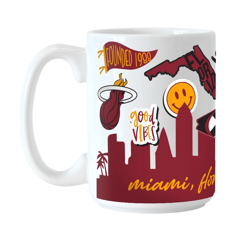 Team Mug With Built-In Stirrer-Miami Heat 15oz Native Sublimated Mug