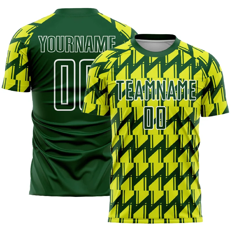 Football Jersey For Sale-Custom Green Neon Yellow-White Sublimation Soccer Uniform Jersey