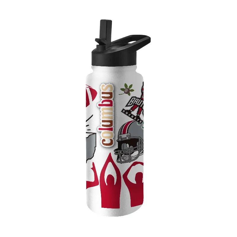 Team Mug With Black And White Design-Ohio State 34oz Native Quencher Bottle