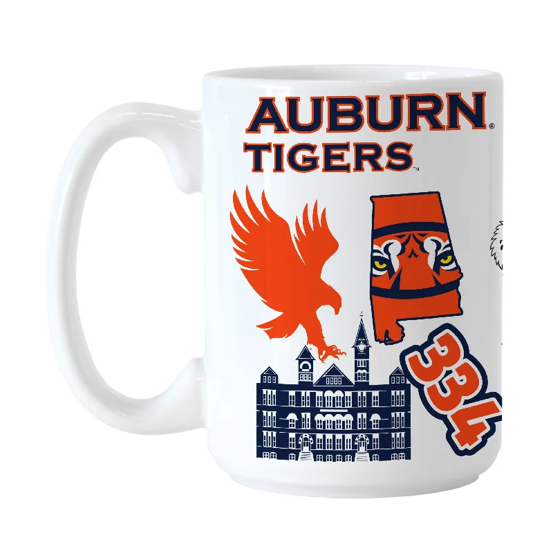 Team Mug With Hockey Sticks-Auburn 15oz Native Sublimated Mug