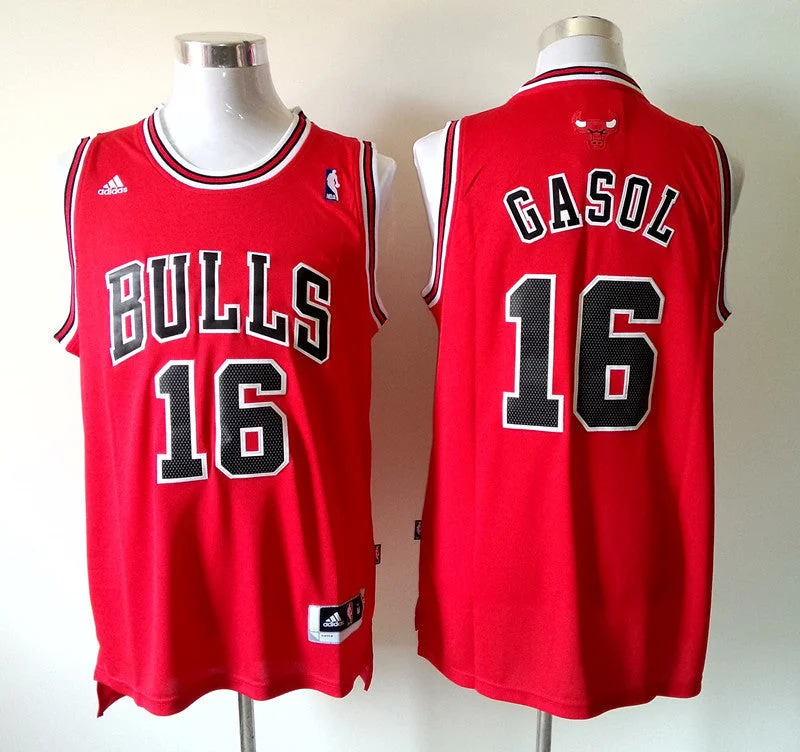 Basketball Jersey For Sports Teams-Bulls 16 Gasol Red New Revolution 30 Basketball Jerseys