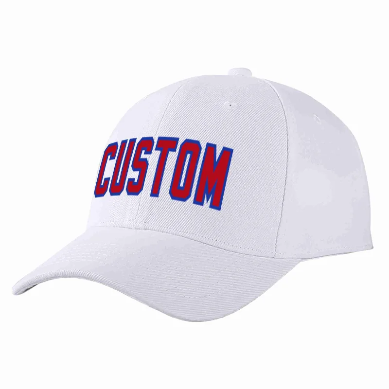 Compact Baseball Cap-Custom White Red-Royal Curved Eaves Sport Baseball Cap Design for Men/Women/Youth