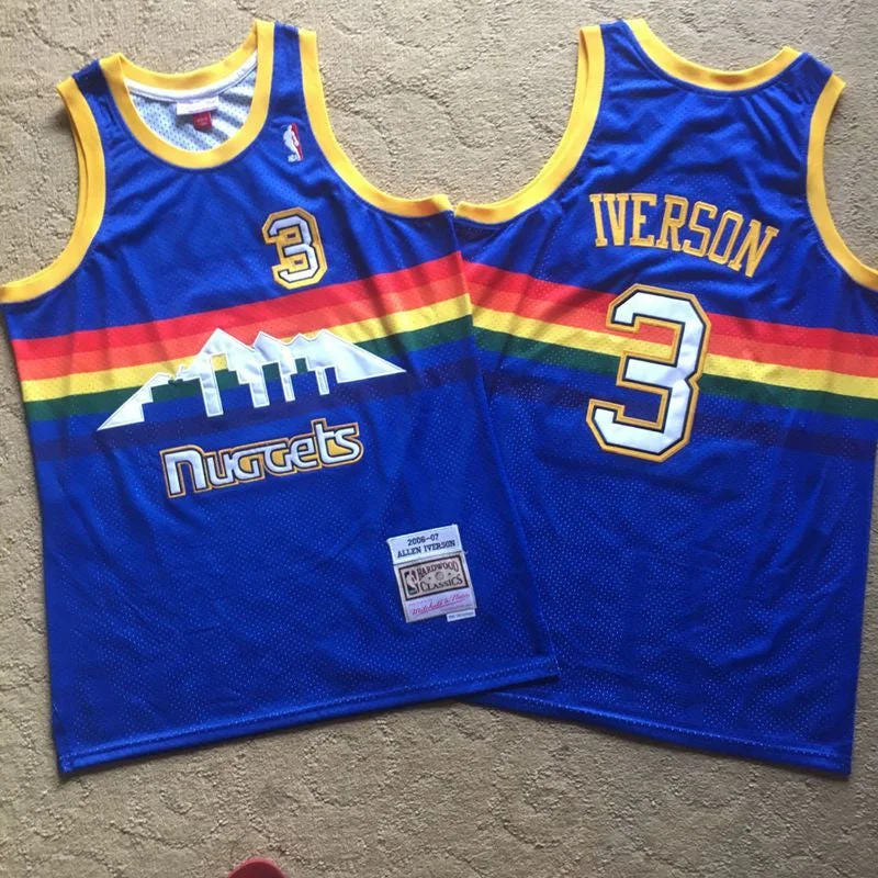 Basketball Jersey For Retro Fans-Nuggets 3 Allen Iverson Blue 2006-07 Hardwood Classics Swingman Basketball Jersey