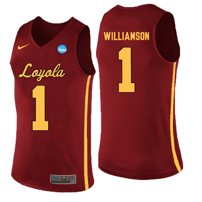 Basketball Jersey With Personalized Design-Loyola (Chi) Ramblers 1 Lucas Williamson Red College Basketball Basketball Jersey