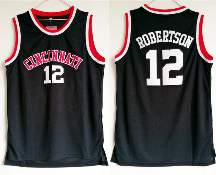 Customizable Basketball Jersey For Adults-Cincinnati Royals 12 Oscar Robertson Black College Basketball Basketball Jersey