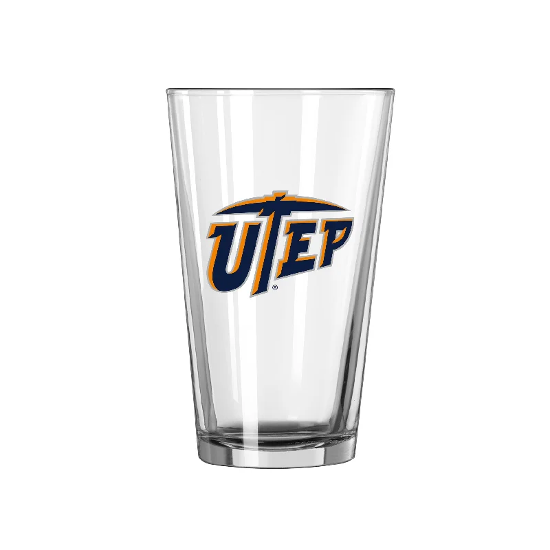 Team Mug With Pastel Shades-UTEP 16oz Logo Pint Glass