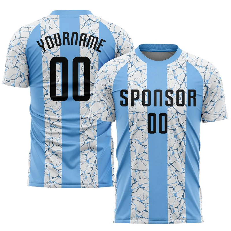 Football Jersey For Tournament Play-Custom Light Blue Black-White Sublimation Soccer Uniform Jersey