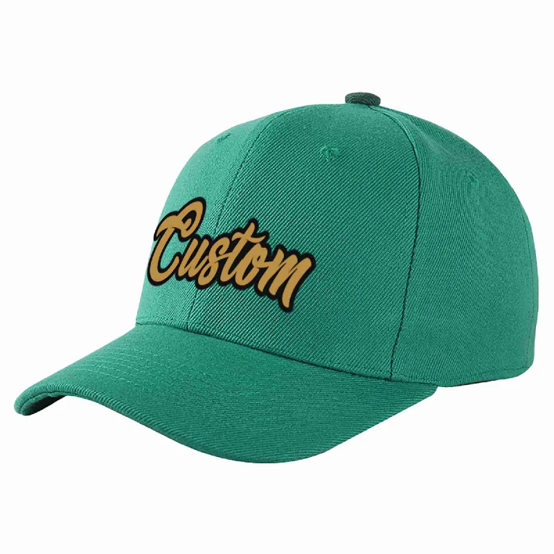 Festival Vibes Baseball Cap-Custom Light Green Old Gold-Black Curved Eaves Sport Baseball Cap Design for Men/Women/Youth