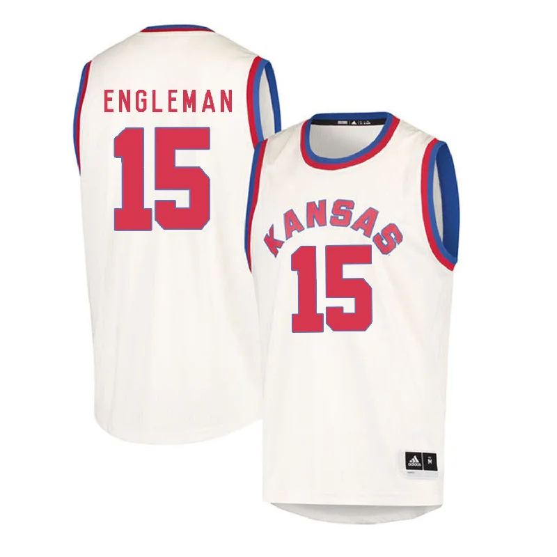 Basketball Jersey For National Competitions-Kansas Jayhawks 15 Howard Engleman Cream Throwback College Basketball Basketball Jersey