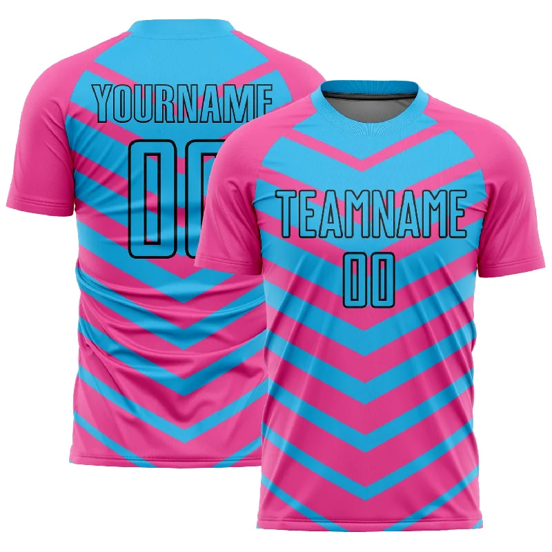 Football Jersey For Professional Players-Custom Pink Sky Blue-Black Arrow Shapes Sublimation Soccer Uniform Jersey