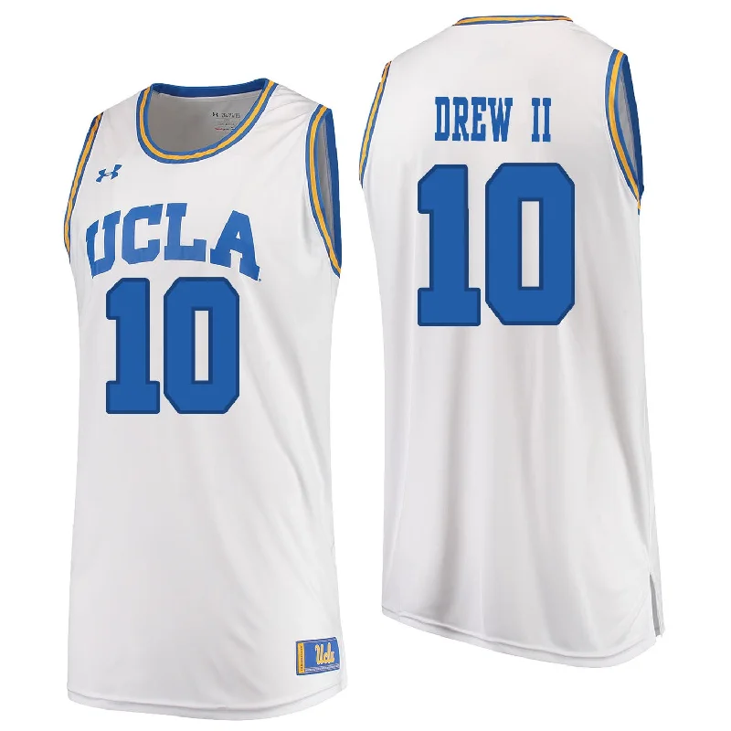 Basketball Jersey For Adults-UCLA Bruins 10 Larry Drew II White College Basketball Basketball Jersey