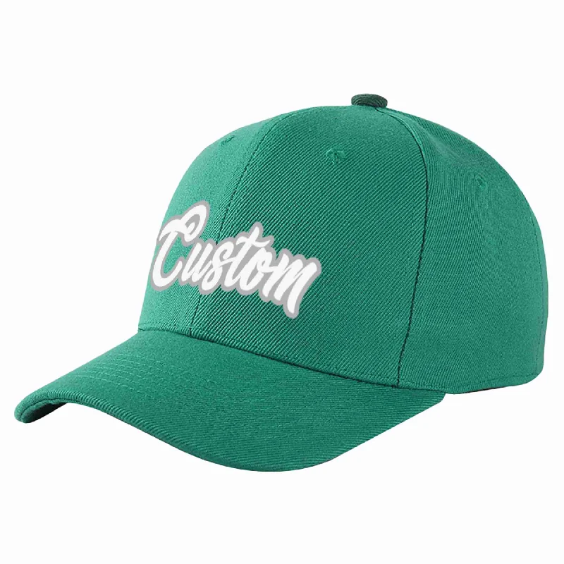 Country Music Baseball Cap-Custom Light Green White-Gray Curved Eaves Sport Baseball Cap Design for Men/Women/Youth