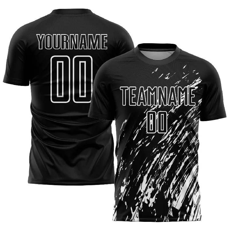 Football Jersey For Custom Orders-Custom Black White Sublimation Soccer Uniform Jersey