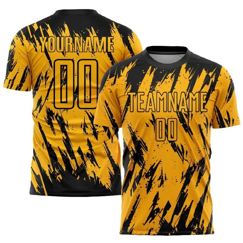 Retro Football Jersey-Custom Gold Black Sublimation Soccer Uniform Jersey