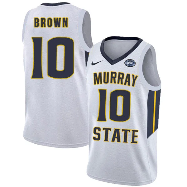 Custom Youth Basketball Jersey-Murray State Racers 10 Tevin Brown White College Basketball Basketball Jersey