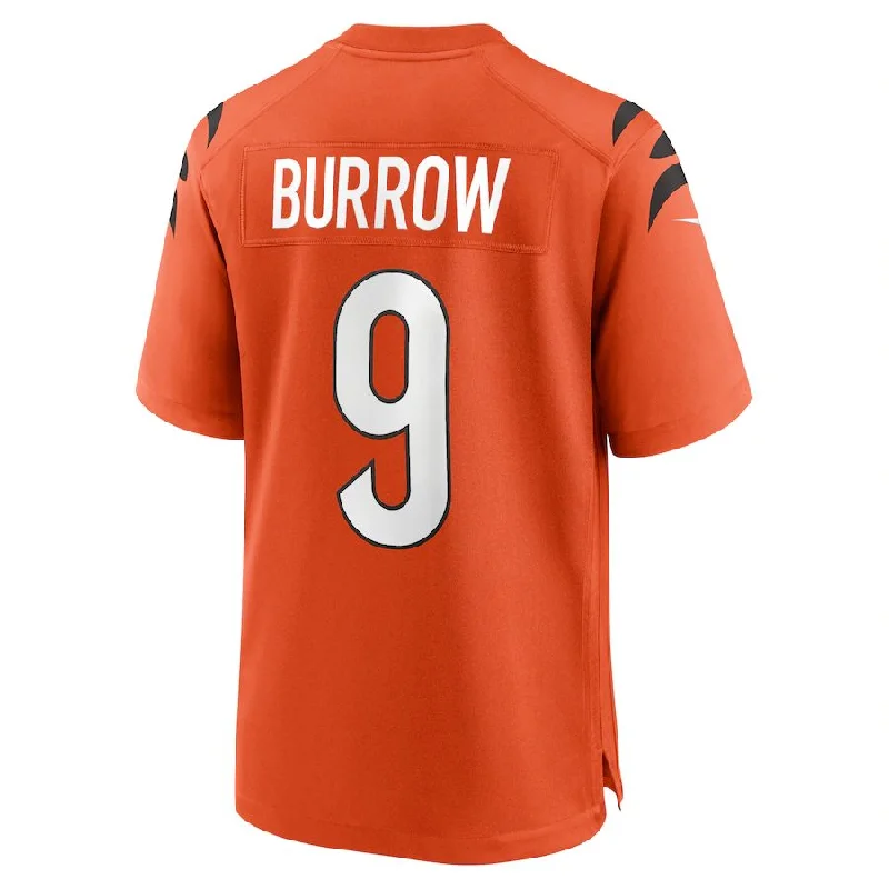 Rugby Jersey For Referees-C.Bengals #9 Joe Burrow Orange Alternate Game Jersey Stitched American Football Jerseys