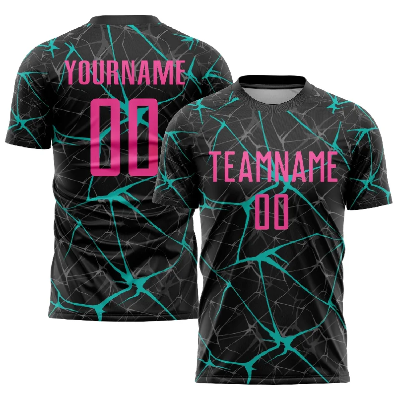 Football Jersey For Sports Teams-Custom Black Pink-Aqua Sublimation Soccer Uniform Jersey