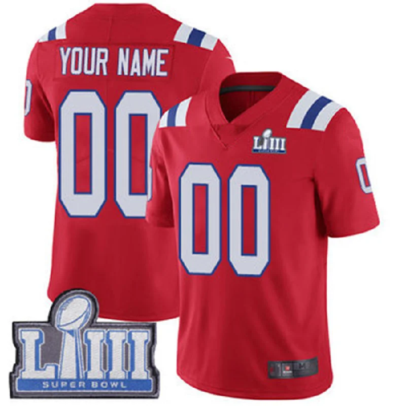 Rugby Jersey For School PE Classes-Custom NE.Patriots Vapor Untouchable Super Bowl LIII Bound Limited Red Alternate Jersey Stitched American Football Jerseys