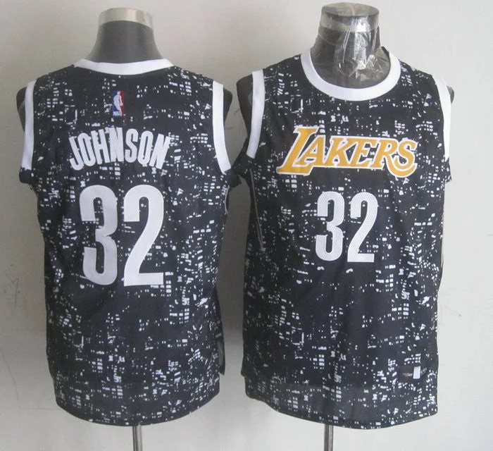 Basketball Jersey For Away Games-Lakers 32 Magic Johnson Black City Luminous Basketball Jersey