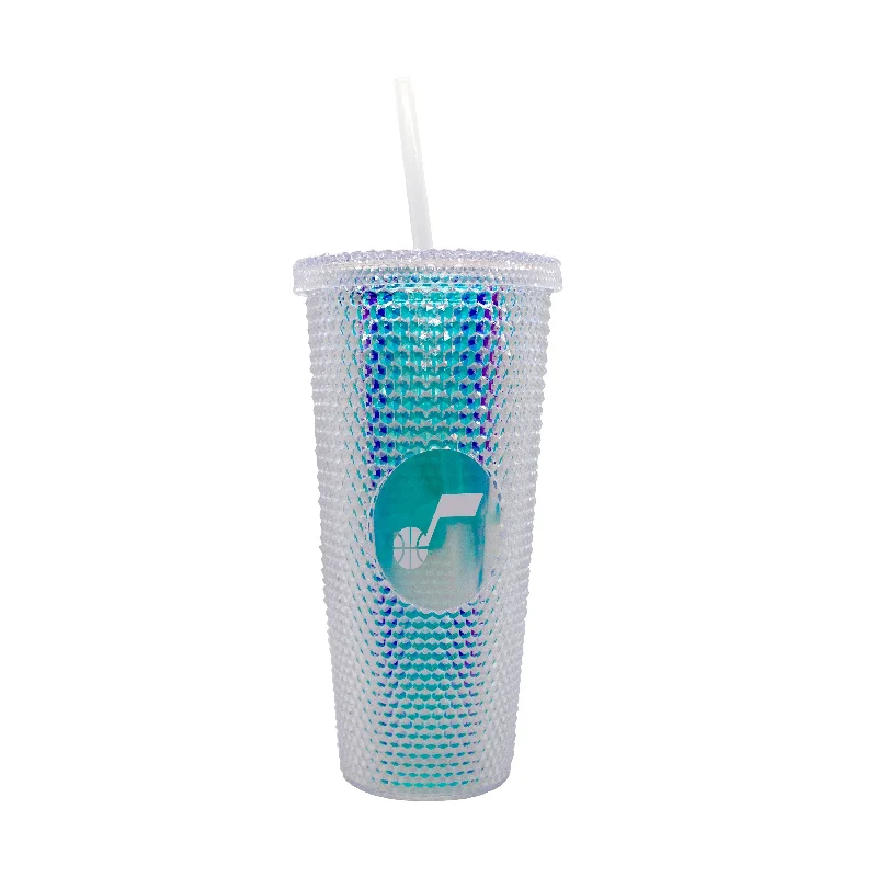 Team Mug With Olympic Rings-Utah Jazz 24oz Iridescent Studded Tumbler