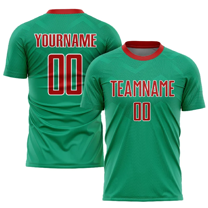 Football Jersey For Girls-Custom Kelly Green Red-White Sublimation Mexico Soccer Uniform Jersey