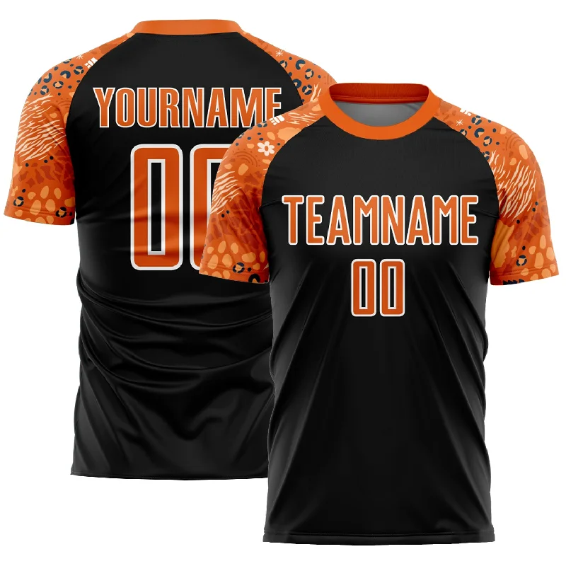 Football Jersey With Minimalist Design-Custom Black Bay Orange-White African Pattern Sublimation Soccer Uniform Jersey