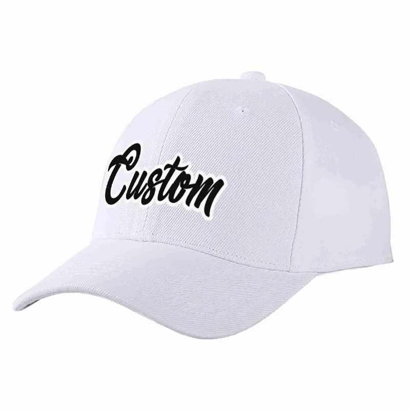 Fitted Baseball Cap-Custom White Black-White Curved Eaves Sport Baseball Cap Design for Men/Women/Youth