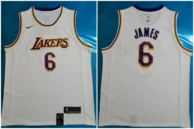 Basketball Jersey With High Performance Fabric-Lakers 6 Lebron James White Swingman Basketball Jersey