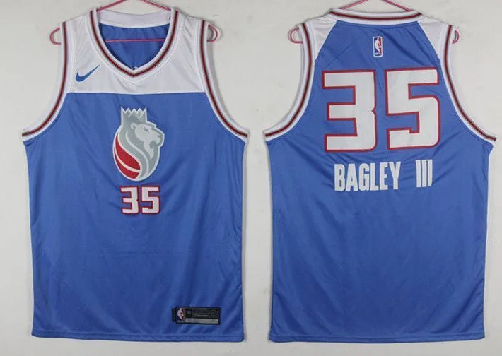 Basketball Jersey With Large Custom Prints-Kings 35 Marvin Bagley III Blue Swingman Basketball Jersey