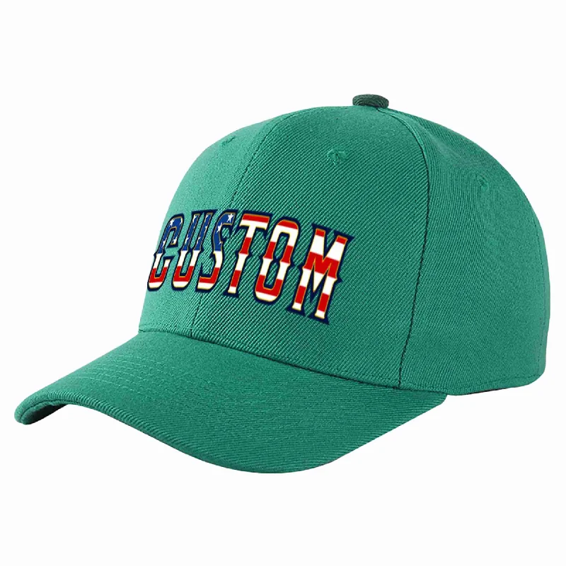 Spring Baseball Cap-Custom Light Green Vintage USA Flag-Gold Curved Eaves Sport Baseball Cap Design for Men/Women/Youth