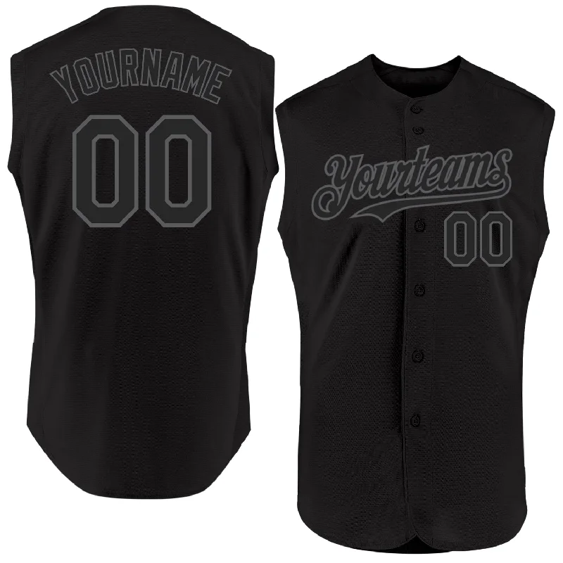 Football Jersey With Country Team Emblem-Basketball Jersey With Celebrity Collaboration-Baseball Jersey With MLB Team Colors-Custom Black Steel Gray Authentic Sleeveless Baseball Jersey