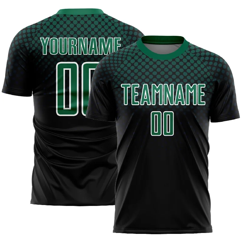 Football Jersey With Strong Stitching-Custom Black Kelly Green-White Halftone Dots Sublimation Soccer Uniform Jersey