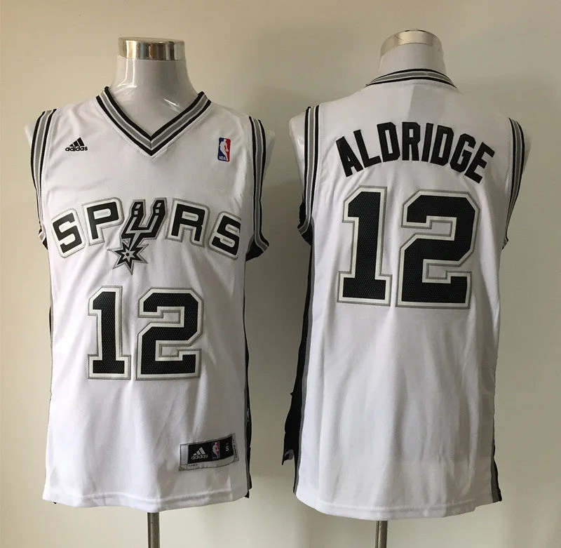 Basketball Jersey For VIP Supporters-Spurs 12 Aldridge White New Revolution 30 Basketball Jersey