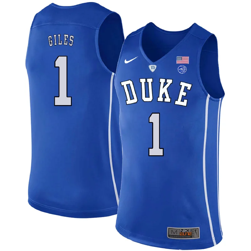 Basketball Jersey With Event Branding-Duke Blue Devils 1 Harry Giles Blue College Basketball Basketball Jersey