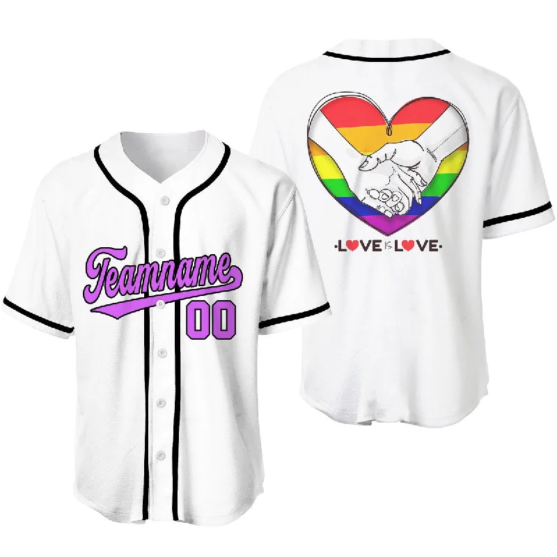 Practice Football Jersey-Practice Basketball Jersey-Home Baseball Jersey-Custom Pride LGBT Love Is Love Purple Black Baseball Jerseys For Men & Women