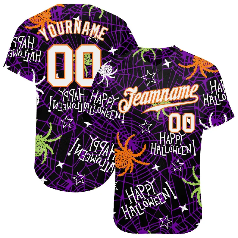 Football Jersey With Side Stripes-Basketball Jersey With Side Stripes-Baseball Jersey For Sponsorships-Custom 3D Pattern Happy Halloween Spiders Baseball Jersey, Gift for Halloween, Family, Friends