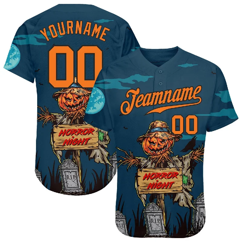 Football Jersey With Slim Fit-Basketball Jersey With Slim Fit-Baseball Jersey For Corporate Teams-Coolspod Custom 3D Pattern Halloween Pumpkins Horror Night Baseball Jersey, Gift for Friend, Family