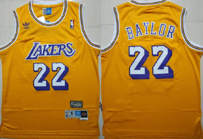 Basketball Jersey With Seamless Fit-Lakers 22 Elgin Baylor Yellow Hardwood Classics Basketball Jersey