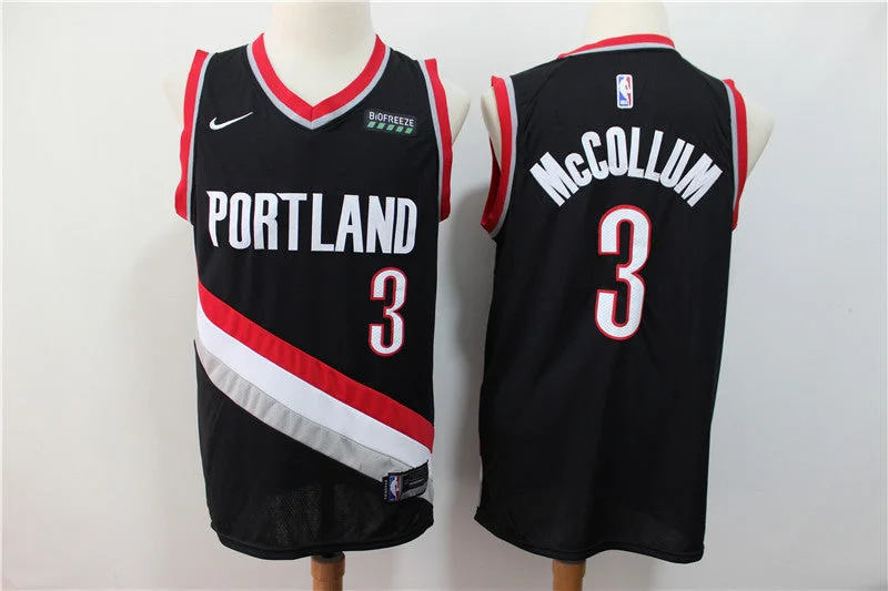 Basketball Jersey With V-Neck-Blazers 3 C.J. McCollum Black City Edition Swingman Basketball Jersey