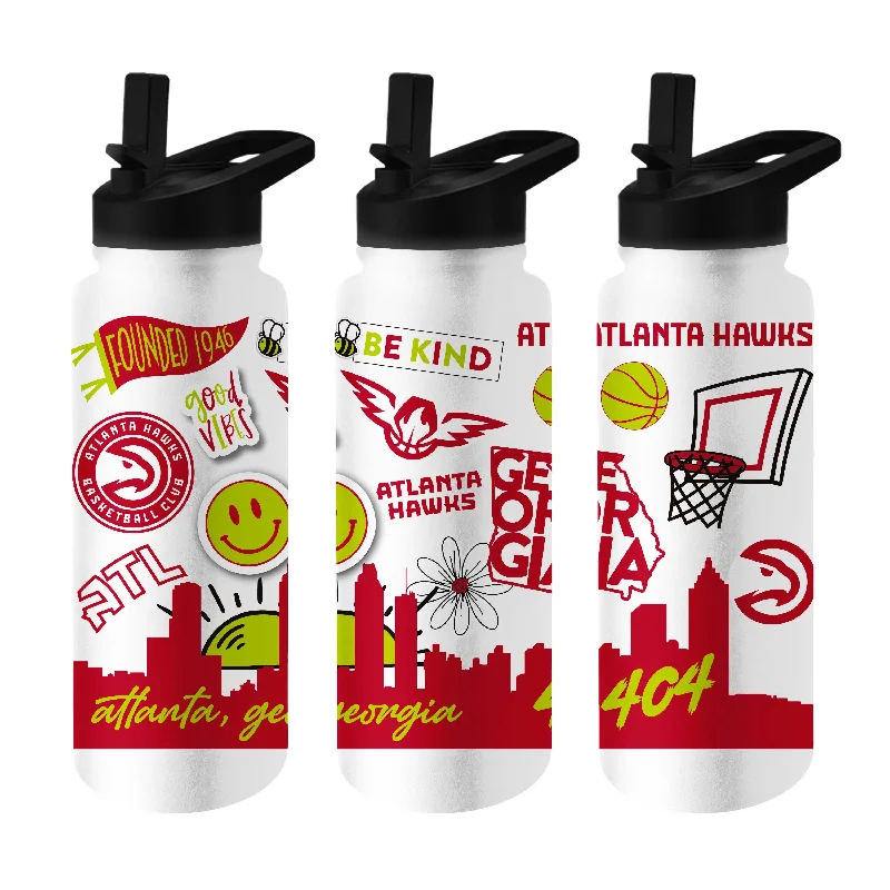 Team Mug With Rubber Grip-Atlanta Hawks 34oz Native Quencher Bottle