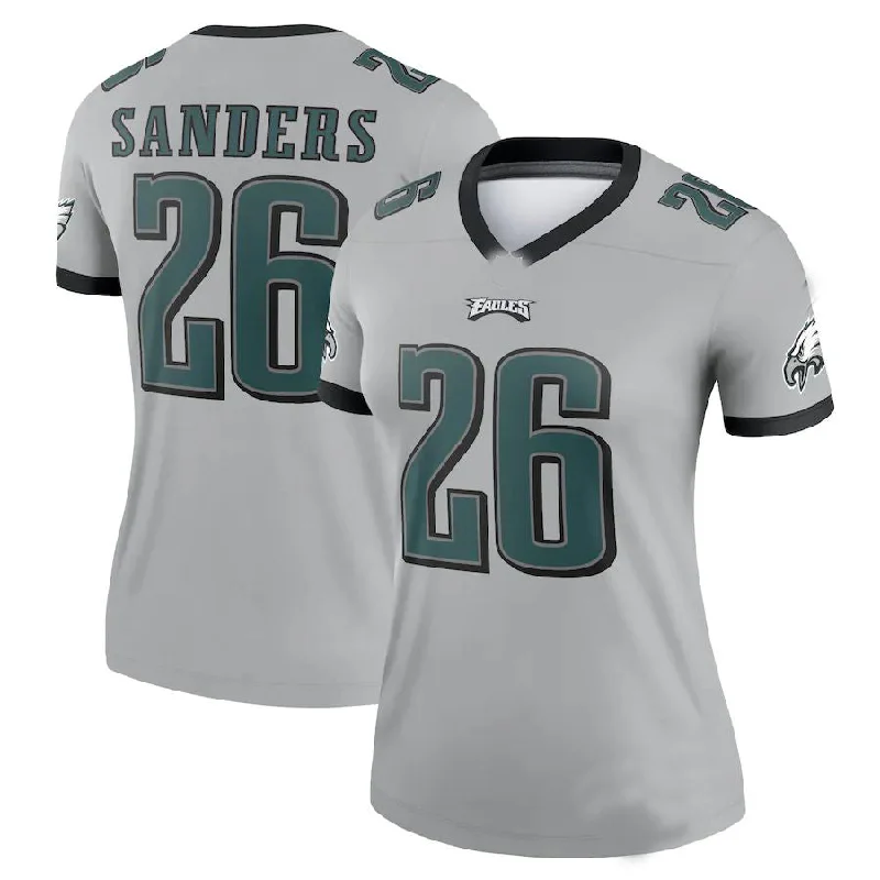 Rugby Jersey For Wingers-P.Eagles #26 Miles Sanders Silver Inverted Legend Jersey Stitched American Football Jerseys