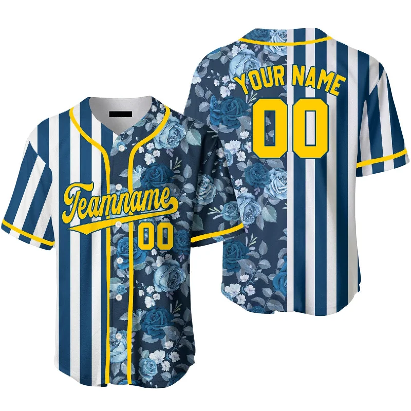 Limited Edition Football Jersey-Limited Edition Basketball Jersey-Training Baseball Jersey-Custom Tropical Blue Navy Yellow - Blue Split Fashion Baseball Jerseys For Men & Women