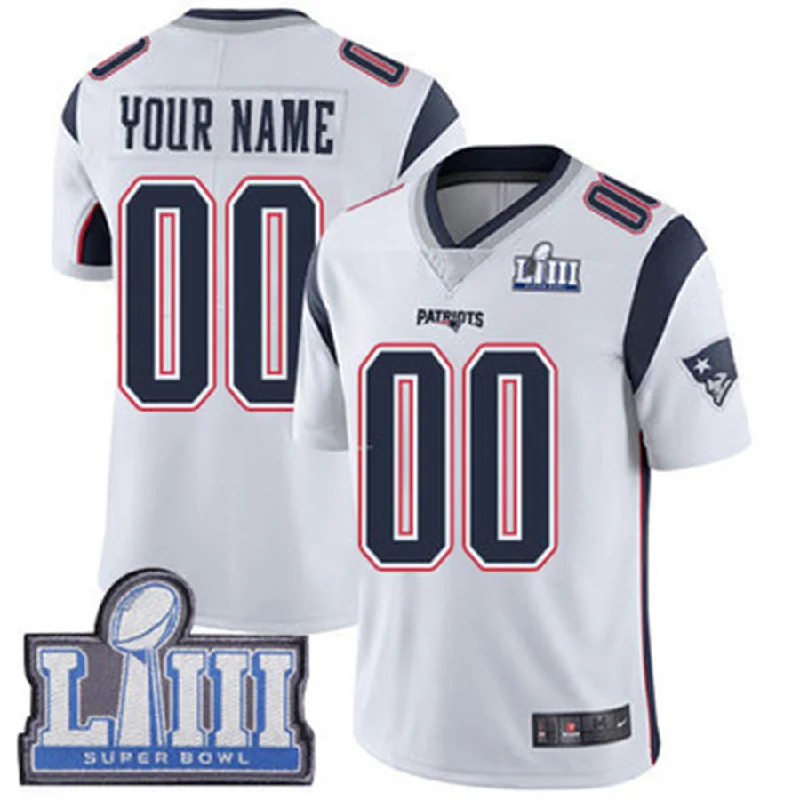 Rugby Jersey For Championship Finals-Custom NE.Patriots Vapor Untouchable Super Bowl LIII Bound Limited White Road Jersey Stitched American Football Jerseys