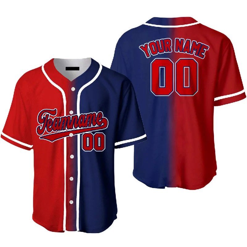 Football Jersey For College Teams-Basketball Jersey For College Teams-Baseball Jersey With Name-Custom Red White Text Navy Crimson Fade Fashion Baseball Jerseys For Men & Women