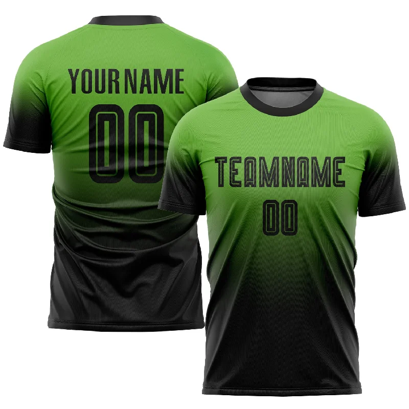 Wholesale Football Jersey-Custom Neon Green Black Sublimation Fade Fashion Soccer Uniform Jersey