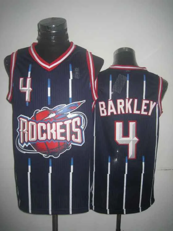 Vintage Basketball Jersey-Rockets 4 Barkley Blue New Revolution 30 Basketball Jerseys